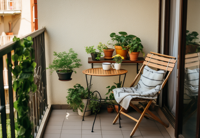 Tudi majhen balkon lahko poleti postane prijeten kotiček za jutranjo kavo ali večerni mir – brez velikih stroškov. (Foto: Freepik)