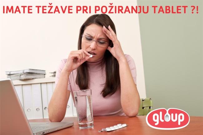 Gloup gel omogoča lažje požiranje tablet.